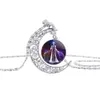 UPPDATERING 12 Constell Pendant Necklace Gemstone Horoscope Sign Glass Cabochon Halsband för kvinnor barn mode smycken