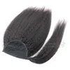 Peruwiański skórki wyrównane ludzkie włosy Ponytails 140g Natural Black Afro Kinky Styght No Shedding Virgin Horsetail Wrap Hair Extension