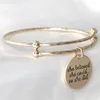 Mode Kvinnors Lettering Bangle Motivational Letter Armband Six-Sided Rhombus Shape Justerbar storlek Armband