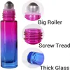 10ml Cam Silindir Şişeler Gradyan Renk Boş Parfüm Şişesi Renkli Esansiyel Yağı Rulo Açık Konteyner Metal Silindir Ball ile