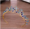 Blue Crystal Crown Headband Bride Bröllop Headwear Födelsedag Crown Gift