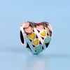 Authentique 925 Sterling Sterling Argent Couleur Enamel Love Heart Charms Boîte originale pour Pandora Perles Charms Bracelet Bracelet Bijoux