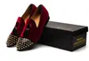 Mocassins à rivets en cuir pour hommes, chaussures décontractées à enfiler, Style chinois, noires/rouges, plates, 38-46, nouvelle collection