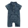 Kids Designer kleding ins baby rompertjes baby denim jumpsuits jongens jeans bodysuits pasgeboren klimming kleding zomer boutique kleding B6541