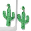 Gros-Nouveau créateur de luxe de mode à la mode exagéré mignon belle plante perlée cactus pendentif boucles d'oreilles pour femme