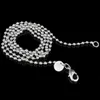 2.4mm 925 Sterling Silver Koraliki Łańcuch Ball Kobiety Biżuteria DIY Dokonywanie Moda Mężczyzna Mężczyzna Wyplasowe Naszyjniki łańcuchowe Prezenty 16 18 20-22-24 cale