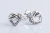 Authentic S925 Sterling Silver Women DIY Jewelry Lady Earrings Knotted Hearts Stud Earrings Clear Crystal For Women Wedding Gift J6397254