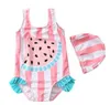 Kids Badmode Swan Ruffle Meisjes Bikini Zwemmen Caps Baby Flamingo Floral Badpak Cartoon Gestreept Badpak Tankini Fashion Rompers BYP5206