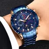 Ny 2020 Lige Fashion Blue Rostfritt stål Mens Klockor Toppmärke Lyx Vattentät Quartz Watch Men Datum Dial Sport Chronograph CX200805