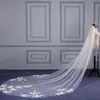 Veils Luxury Per perle cristal 3 mètres Longueur de la cathédrale Veaux Bridal White Ivory Lace Applique Sequins Edge avec peigne Wedding