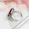 10 sztuk / partia Luckyshine Oval Red Cubic Cyrkonia Gemstone Pierścienie 925 Silver Fashion Prezent Ślubny Ring Resizable