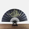 Большой античный дракон черный шелковый веер китайский складной веер человек традиционный подарок ремесла вентилятор
