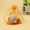 Hjärta Small Organza Candy Jewelry Bags Gift Puches 11 Färger 7x9cm Öppet Gold Silver Heart 500st HJ246