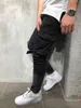 Songsanding Mens Black Denim Slim Fit Jeans Masculino Skinny Lápis Calça Casual Cargo Calças com Bolsos Alças S-4XL249o