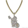 ICED OUT MONEY BOY PENDENTE PLACCATO ORO 14K Micro Pave Cubic Zircon Ciondolo Gioielli di moda per regalo