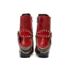 Rivets d'hiver mode hommes bottes rouge noir Cowboy en cuir véritable bottines grande taille fermeture éclair moto bottes courtes Botas Hombre