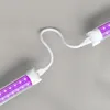 Couleur rose pourpre 395nm 400nm UVA LED Tube lumières 390NM UV LED Blacklight T8 lampe en forme de V intégrée ampoule de germe de désinfection ultraviolette