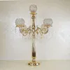 Guld / Silver Candle Holders Bröllopsdekoration Metal Crystal Centerpiece Dining Table Candelabra Stand Home Decor Mother Day