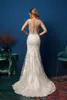 New Arrival Sheer Neck Wedding Dresses with Detachable Train Lace Applique See Through Back 2019 Custom Made Overskirts Bridal Gowns