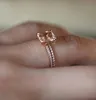 Bague carrée féminine ensemble de luxe en or rose rempli cristal Zircon bague de mariage promesse bagues de fiançailles pour femmes bijoux cadeaux203g