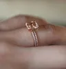 Weibliche Quadrat Ring Set Luxus Rose Gold Gefüllt Kristall Zirkon Ring Hochzeit Band Versprechen Verlobung Ringe Für Frauen Schmuck Geschenke