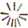 Wristband Keychains Floral Printed Key Chain Neoprene Key Ring Wristlet Keychain Party Favor 11 Designs Wholesale