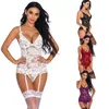 Wome Lingerie de vêtements de nuit avec suspense en dentelle et en mailles lingerie sexy florale transparente à lacets en peluche en peluche