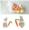 Neugeborenen Häschen Häkeln Fotografie Sets Baby Fotografie Requisiten Kaninchen Rettich Strickkostüm Halloween Ostern Kleinkind Cosplay Kleidung C6003