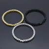 Pulseira de corrente de ouro gelada para homens Hip Hop Damond Tennis Bracelets Jóias Pulseira de strass de linha única 8 polegadas