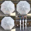 Transparent Umbrellas Windproof Long Handle Umbrella Clear Flower Letters Printed Umbrella PEO Rain Umbrellas For Girl