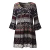 Boho été demi manches robes imprimé fleuri col en v à lacets Mini tenue décontractée femmes bohème Hippie Chic robes