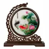 DHL gratuito Accessori per la casa cinesi Ornamenti per la tavola Decorazioni per il soggiorno Lavori di ricamo in seta a mano Wenge Cornice in legno Regalo di compleanno