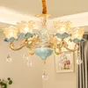 LED Light Modern Crystal Chandelier Lighting Fixture Ceramic Chandeliers French Home Indoor Lighting Restaurant Living Room Lamp Luminaria