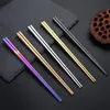 304 Stainless Steel Chopsticks Vacuum Plating Colorful Square Chopsticks Good Quality Gold Rainbow Black Chopsticks Wholesale