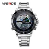 WEIDE affichage numérique hommes heures de Sport de luxe affaires militaire bracelet en acier inoxydable montre-bracelet à Quartz horloge Relogio Masculino241M