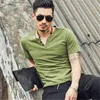 Męski Vector Button Up T-shirt Solid Color Men Shirts, Slim Tshirts Casual Wild Men's Krótki Rękaw Downing Shirt Fitness Pół Rękawy