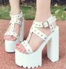 Chunky Heel Sandals Punk Shoes High Heels Rivet Platform Sandaler Kvinnor Sommarskor Sandalias Romanor Kvinnors Sandaler