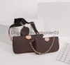 Designer axelpåsar påsar 3 -bitar set handväskor för kvinnor original läder lady grön messenger väska satchel cross body väska paket män handväska komposit crossbody