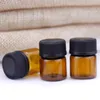 1ml 2 ml Amber Glas Essentiële Olieples Parfum Voorbeeldbuizenfles met Plug en Cap JXW543