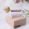 [Ddisplay] Resin Basset Hound Dog Smycken Display Stand Lovely White Rings Stående Showcase Glamour Girls Earring Studs Displayhållare