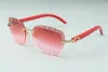 Direktvertrieb neueste Mode High-End-Gravurlinse Sonnenbrille 3524019 rote natürliche Holzstäbchen Brillengröße: 58-18-135 mm