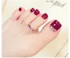 Manicure Nail Nail tiktok frullato di vino rosso suono stesso piede unghia pezzo dell'unghia del piede 24 pezzi.