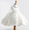 Meses Bebé 1 ª Festa de Aniversário Vestido de Princesa Tutu Criança Crianças Macio Batizado De Seda Vestido De Noiva Estilo Coreano Roupa Da Menina Infantil