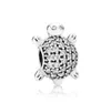 Fit Pandora Charm Bracelet Adorable Tortue Européenne Argent Charms Sealife Perles De Cristal DIY Serpent Chaîne Pour Femmes Bracelet Collier Bijoux