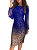 Женщины-блестки Элегантное платье Весна Летние Бого вечеринка Tassel Полный с длинным рукавом Мини-платье Сексуальная одежда Femme Платья