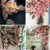 Yapay Kiraz ağacı Asma Sahte Kiraz Çiçeği Çiçek Şube Olay Düğün Ağacı Deco için Sakura Ağacı Kök Yapay Dekoratif Çiçekler
