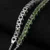 Bracciale tennis regolabile in argento sterling con peridoto della Manciuria rotondo alla moda