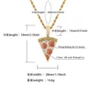 Hip Hop Iced Out Solid Back Pizza Pendant Necklace CZ Gold Silver Plated Mens Bling Jewelry Gift252O2762