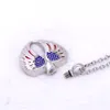 Ailes d'ange plume coeur avec drapeau américain pendentif de crémation bijoux pour cendres humaines support d'urne bijoux souvenir collier d'urne de crémation