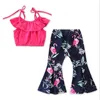 Le bébé Flamingo Outfit T-shirts Pantalon évasé Ins Summer Kids imprimé floral Tops Pant Vêtements Ensembles Toddler Summer Homewear 2pcs / set LT1296